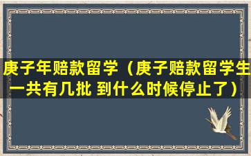 庚子年赔款留学（庚子赔款留学生一共有几批 到什么时候停止了）